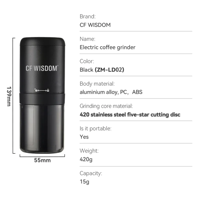 Premium Stainless Steel Electric Coffee Grinder with 5-Star Burrs for Espresso and Pour Over - Image 9