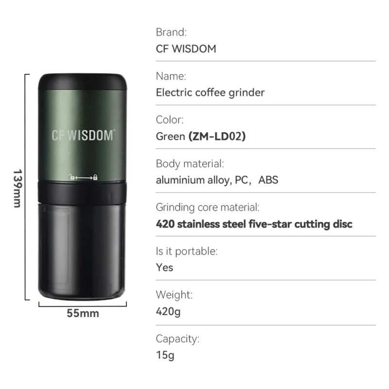 Premium Stainless Steel Electric Coffee Grinder with 5-Star Burrs for Espresso and Pour Over - Image 7