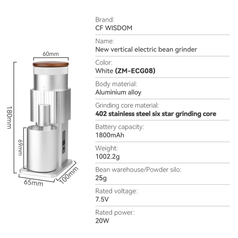 Stainless Steel Electric Burr Coffee Grinder with 25g Capacity for Espresso and Travel - Image 8