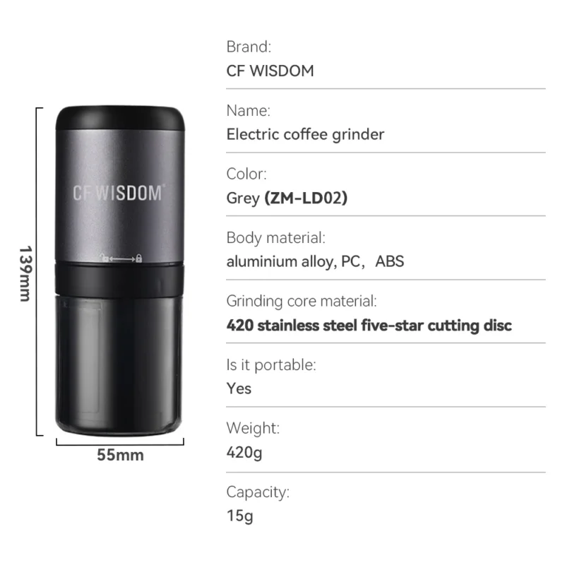 Premium Stainless Steel Electric Coffee Grinder with 5-Star Burrs for Espresso and Pour Over - Image 8