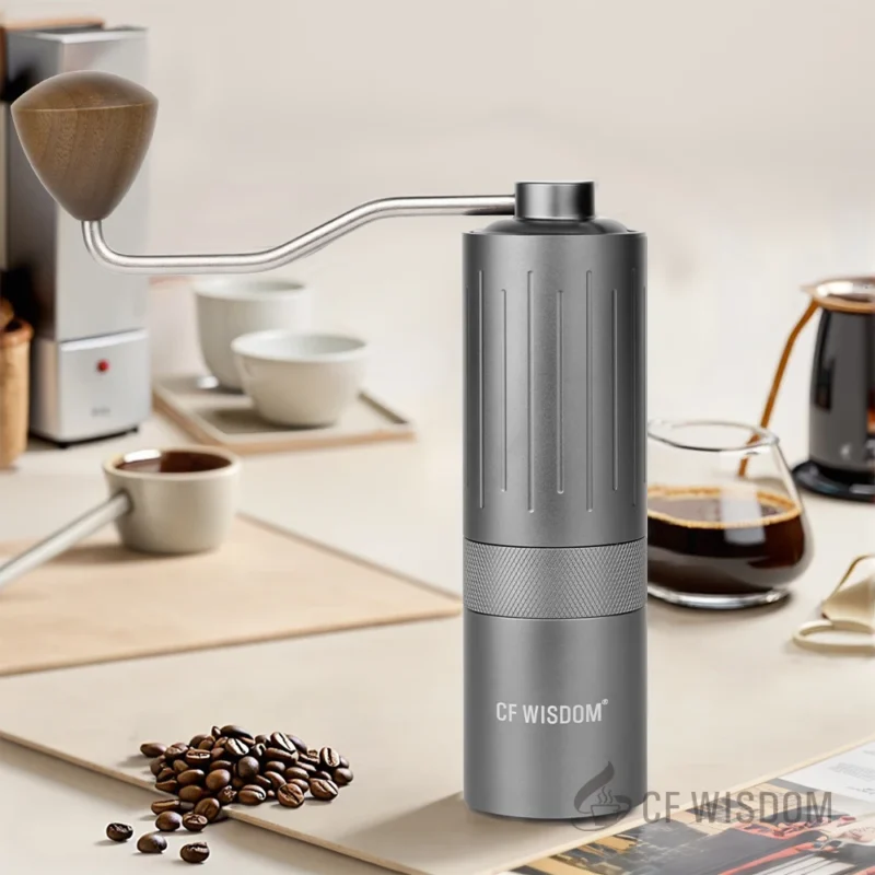Premium Aluminum Ceramic Burr Manual Coffee Grinder with 15 Settings for Travel - Image 4