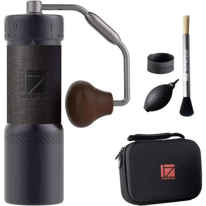 Stainless Steel Conical Burr Manual Coffee Grinder with Foldable Handle and Magnetic Catch Cup