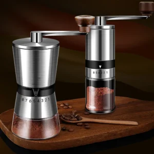 Premium Ceramic Burr Manual Coffee Grinder with 8 Settings for Home and Travel