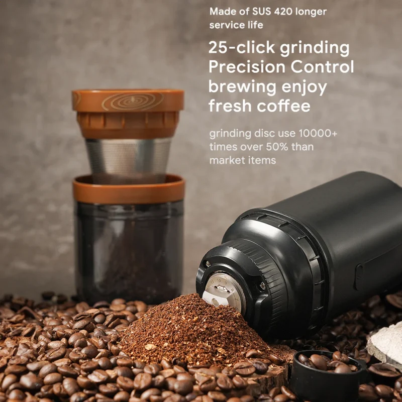 Portable USB Rechargeable Ceramic Burr Manual Coffee Grinder with 24 Settings for Espresso and Pour Over - Image 2