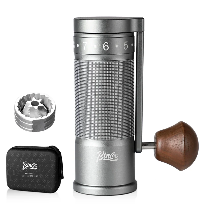 Aluminum Foldable Manual Coffee Grinder with External Adjustment Stainless Steel Burr Mill for Travel - Image 7
