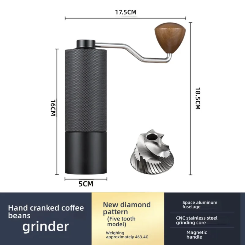 Premium Carbon Steel Burr Manual Coffee Grinder with Double Bearing for Fresh Brewing - Image 13