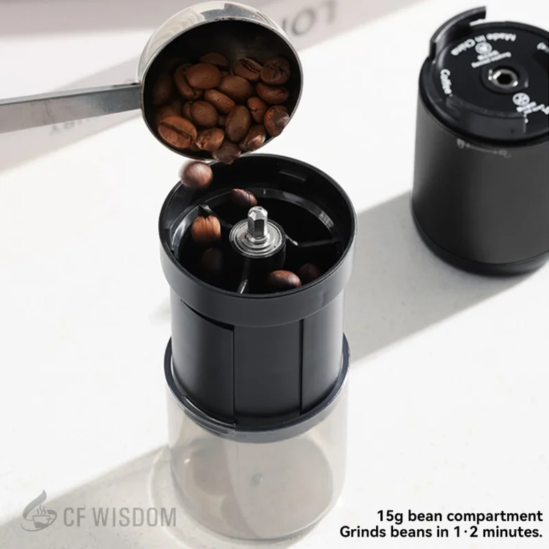 Portable Rechargeable Stainless Steel Electric Coffee Grinder with 15g Capacity for Travel - Image 6
