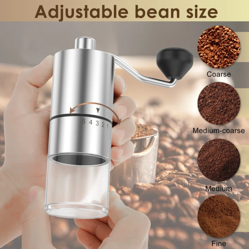 Stainless Steel Conical Burr Manual Coffee Grinder with Adjustable Settings for Espresso to French Press - Image 5