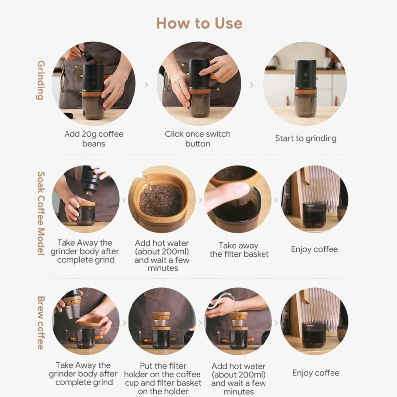 Portable USB Rechargeable Ceramic Burr Manual Coffee Grinder with 24 Settings for Espresso and Pour Over - Image 4