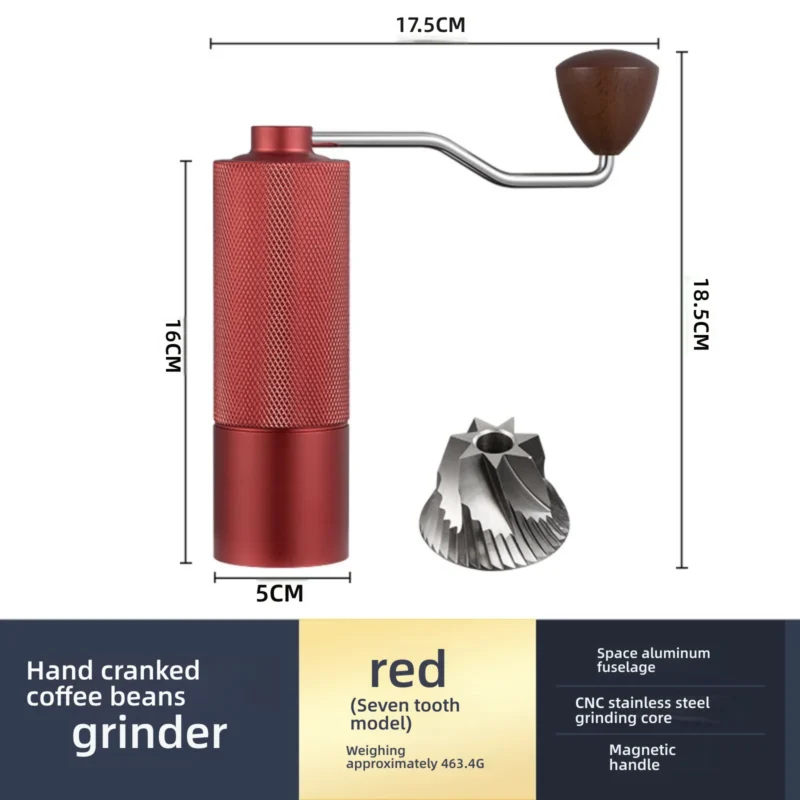 Premium Carbon Steel Burr Manual Coffee Grinder with Double Bearing for Fresh Brewing - Image 7