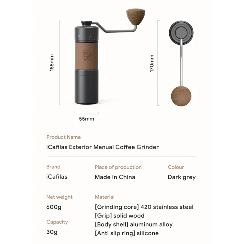 Premium Stainless Steel Manual Coffee Grinder with Adjustable Burr Settings for Pour Over & Espresso - Image 4