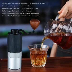 Stainless Steel Conical Burr Manual Coffee Grinder with Adjustable Settings for Home Brewing