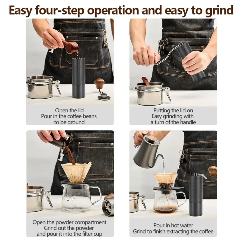 Premium Stainless Steel Manual Coffee Grinder with Precision Burr for Consistent Brew - Image 2
