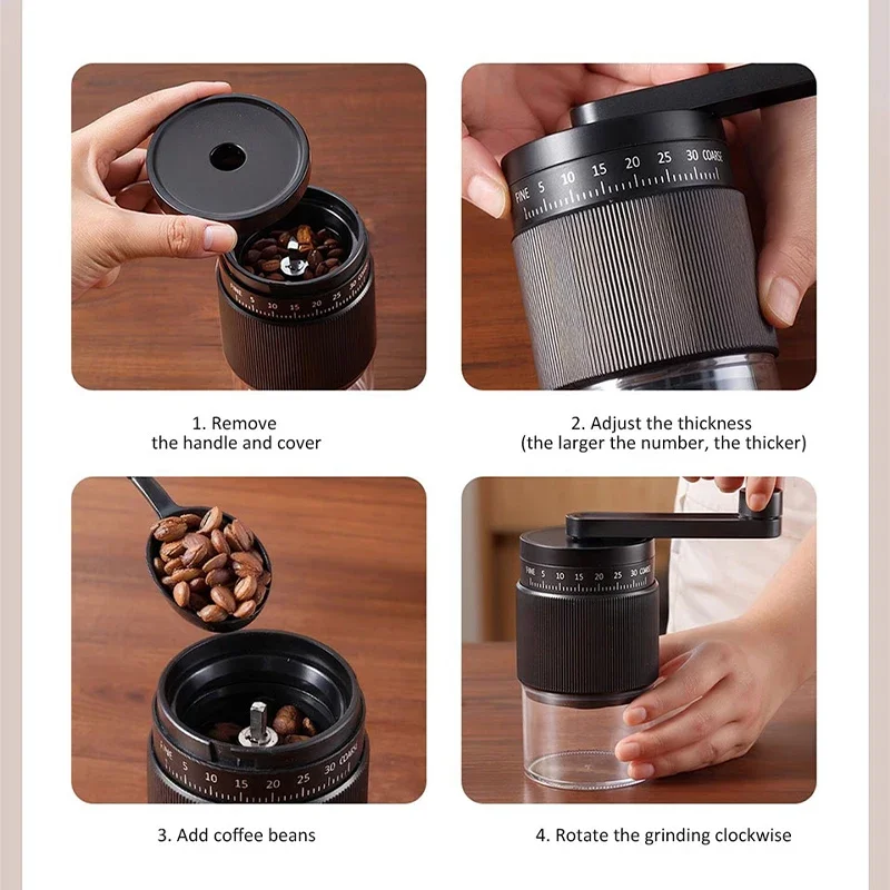 Precision burr manual coffee grinder with multiple adjustment settings