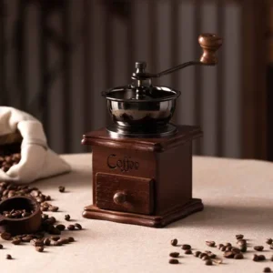 Vintage Ceramic Burr Manual Coffee Grinder with Adjustable Settings for Pour Over
