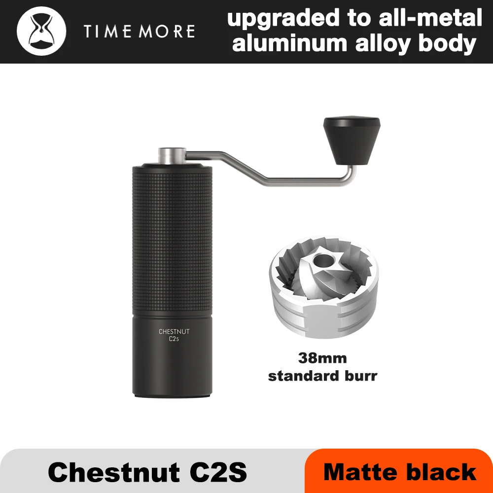 Premium stainless steel burr manual coffee grinder with integrated metal body