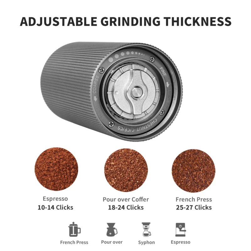 Aluminum Alloy Stainless Steel Burr Manual Coffee Grinder with Adjustable Settings for Espresso - Image 5