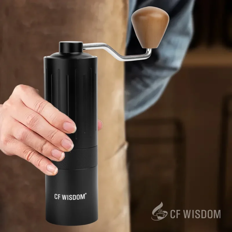 Premium Aluminum Ceramic Burr Manual Coffee Grinder with 15 Settings for Travel - Image 2
