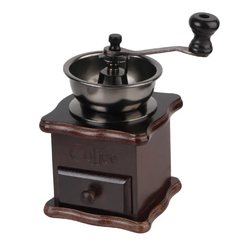 Vintage Wooden Manual Coffee Grinder with Ceramic Burrs for Pour Over & French Press - Image 7