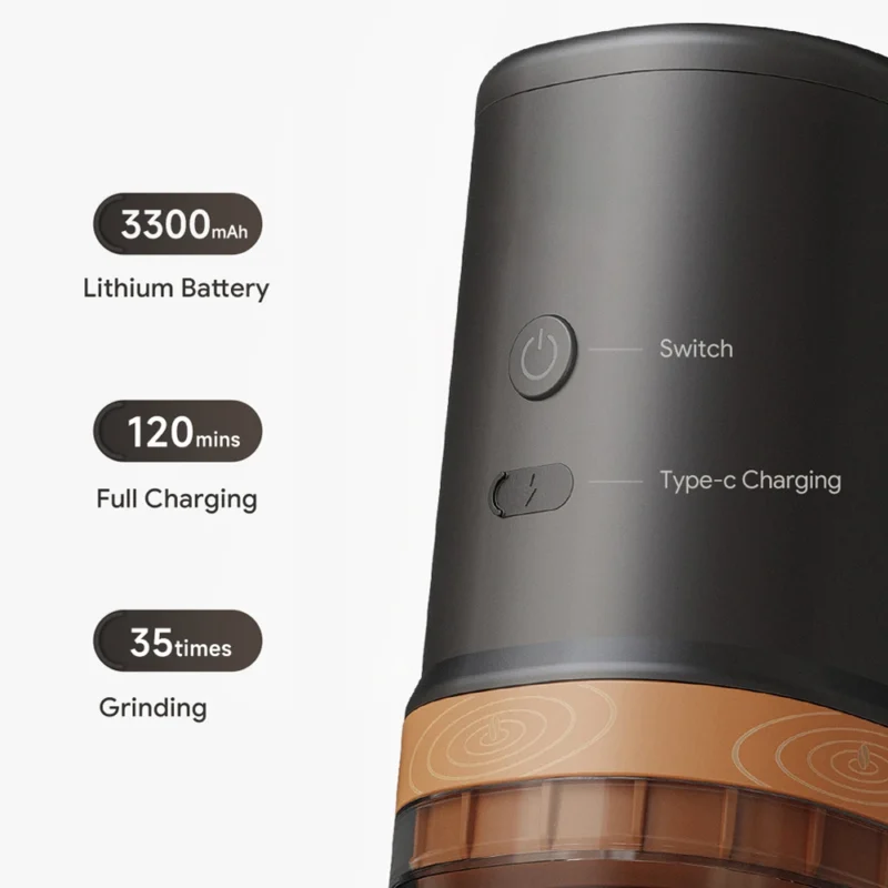 Portable USB Rechargeable Ceramic Burr Manual Coffee Grinder with 24 Settings for Espresso and Pour Over - Image 3