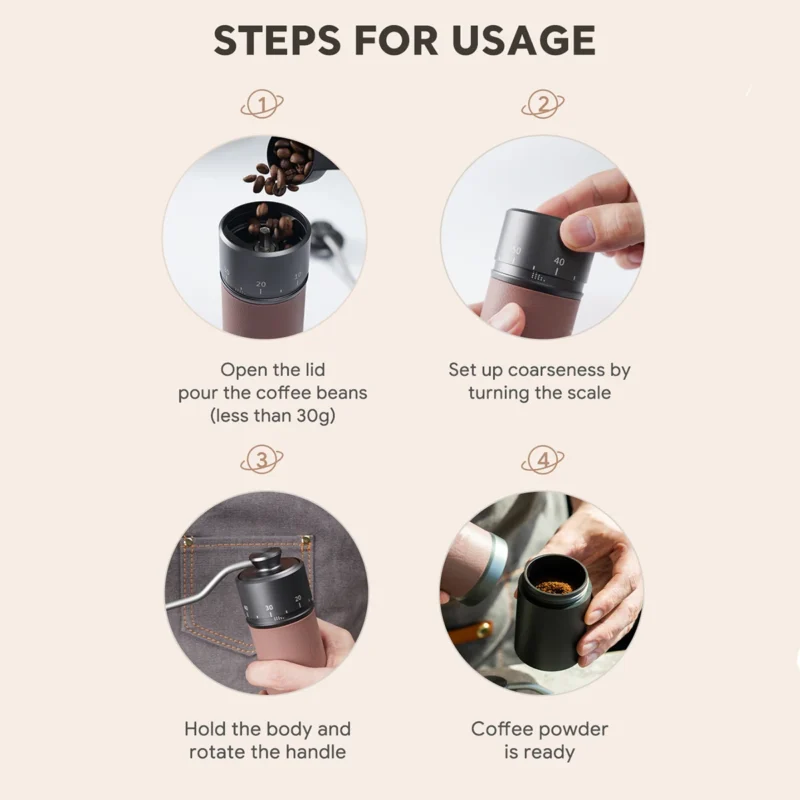Premium Stainless Steel Manual Coffee Grinder with Adjustable Burr Settings for Pour Over & Espresso - Image 6