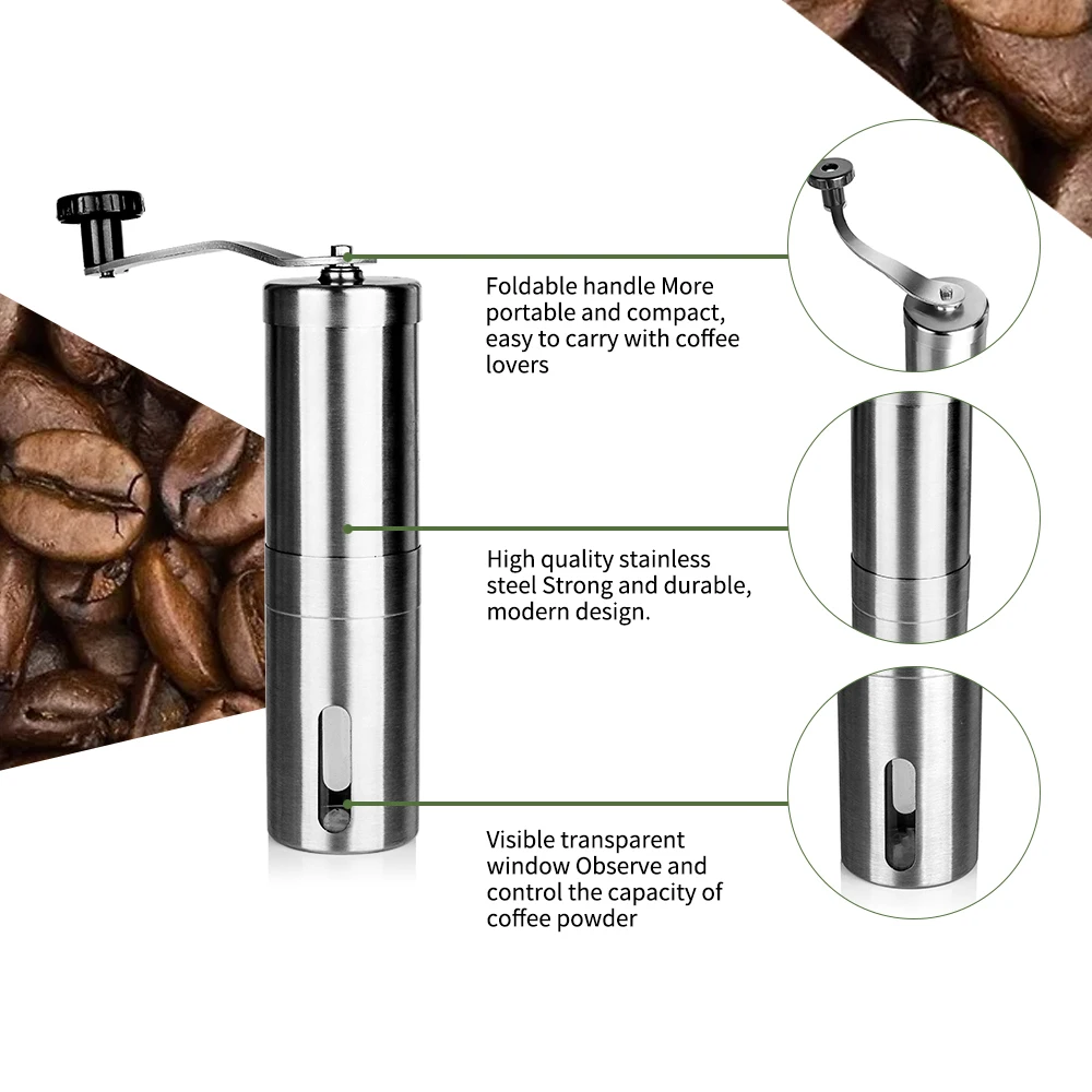 Premium travel coffee grinder with consistent burr grinding for AeroPress