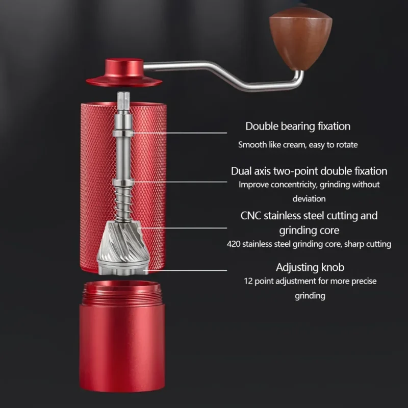 Stainless Steel Burr Manual Coffee Grinder with Digital Adjustment for Precision Brewing - Image 4
