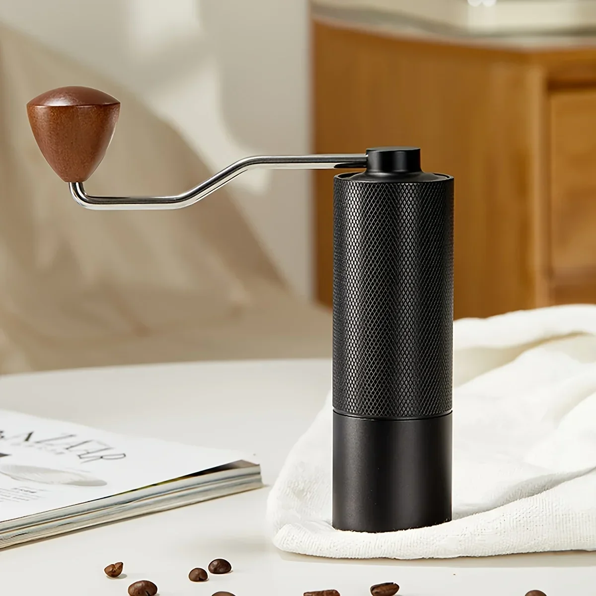 Premium stainless steel manual coffee grinder with digital adjustment system