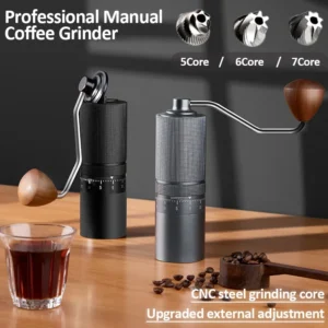 Stainless Steel Burr Manual Coffee Grinder with Adjustable Settings for Espresso and Pour Over