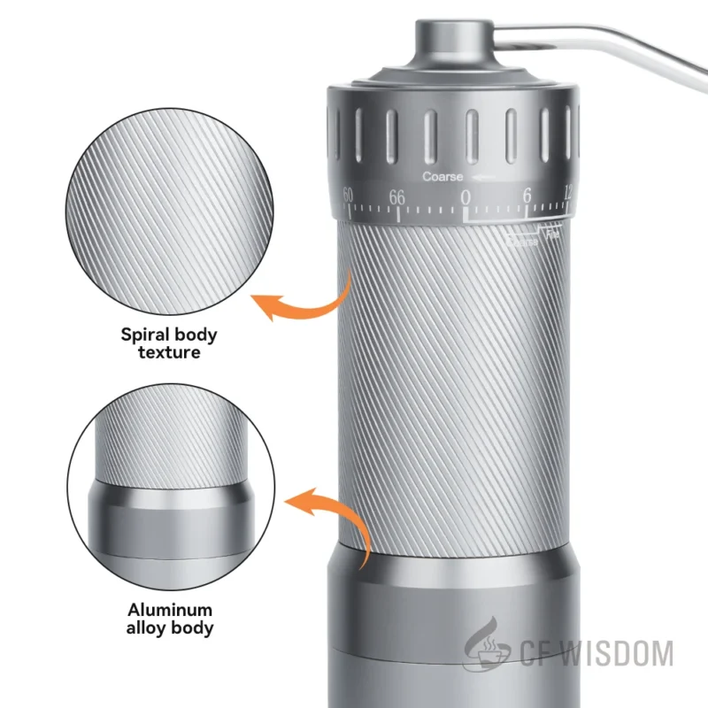 Stainless Steel Six-Star Burr Manual Coffee Grinder with Precision Settings for Espresso - Image 4