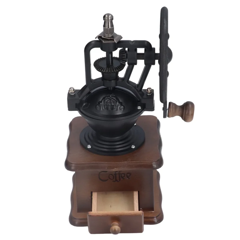 Retro Style Manual Burr Coffee Grinder with Adjustable Settings for Home Brewing - Image 4