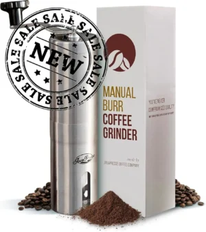 Premium Stainless Steel Conical Burr Manual Coffee Grinder with 18 Adjustable Settings for Espresso and Travel