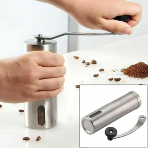 Stainless Steel Ceramic Burr Manual Coffee Grinder with Adjustable Settings for Pour Over Coffee