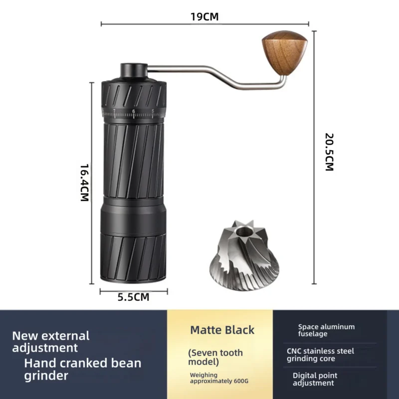 Premium Carbon Steel Burr Manual Coffee Grinder with Double Bearing for Fresh Brewing - Image 6
