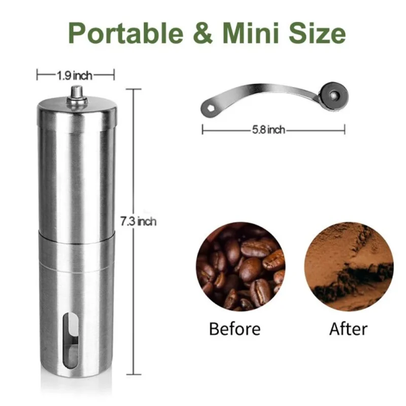Stainless Steel Conical Burr Manual Coffee Grinder with Adjustable Settings for Home and Travel - Image 4
