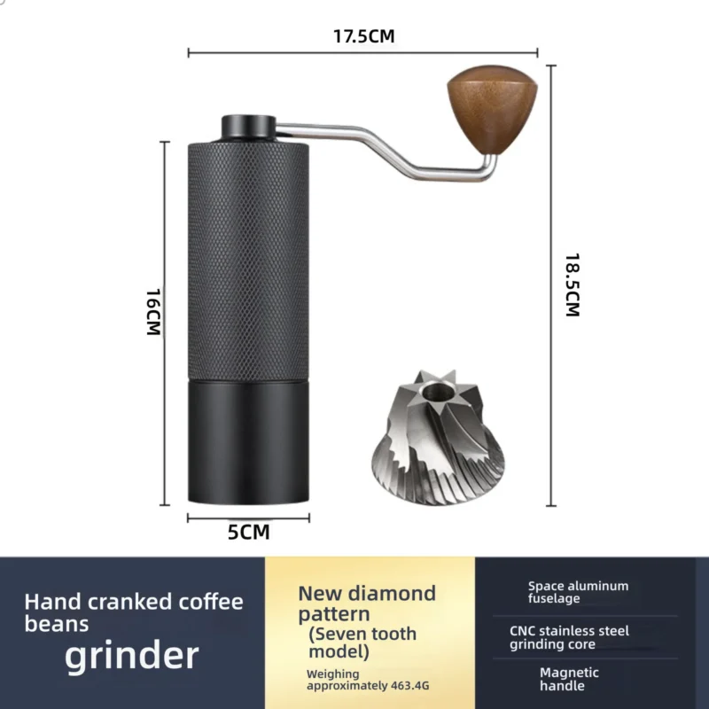 Premium Carbon Steel Burr Manual Coffee Grinder with Double Bearing for Fresh Brewing - Image 8
