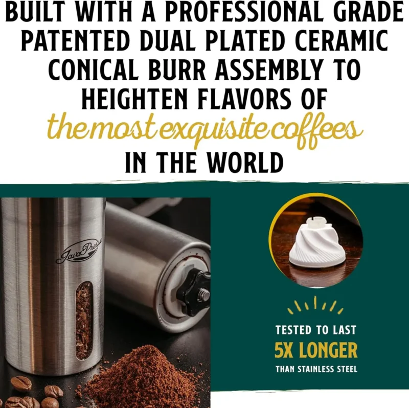 Premium Stainless Steel Conical Burr Manual Coffee Grinder with 18 Adjustable Settings for Espresso and Travel - Image 6