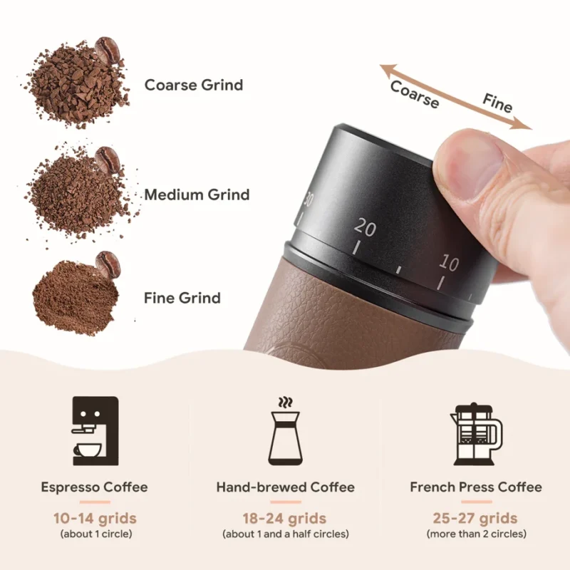 Premium Stainless Steel Manual Coffee Grinder with Adjustable Burr Settings for Pour Over & Espresso - Image 3