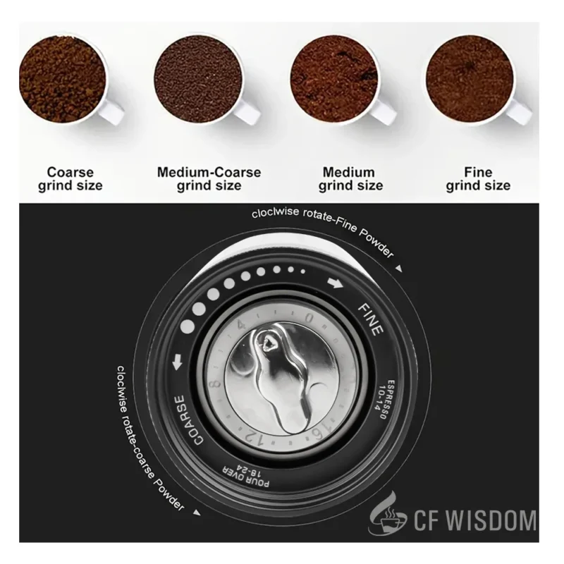 Premium Aluminum Ceramic Burr Manual Coffee Grinder with 15 Settings for Travel - Image 3