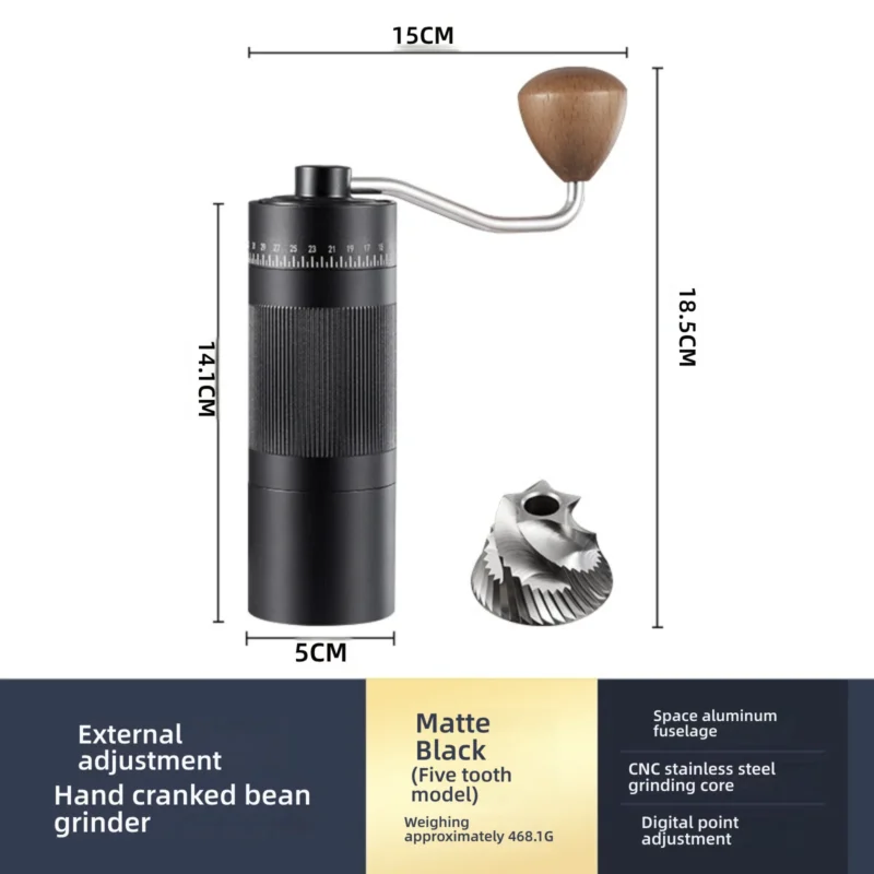 Premium Carbon Steel Burr Manual Coffee Grinder with Double Bearing for Fresh Brewing - Image 9
