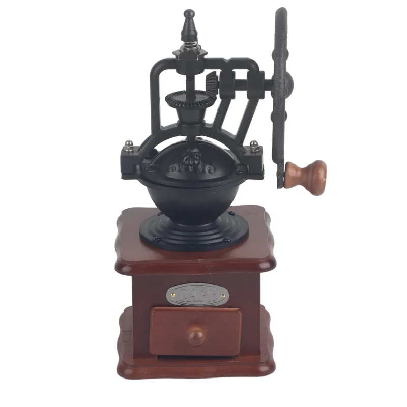 Retro Style Manual Burr Coffee Grinder with Adjustable Settings for Home Brewing - Image 2