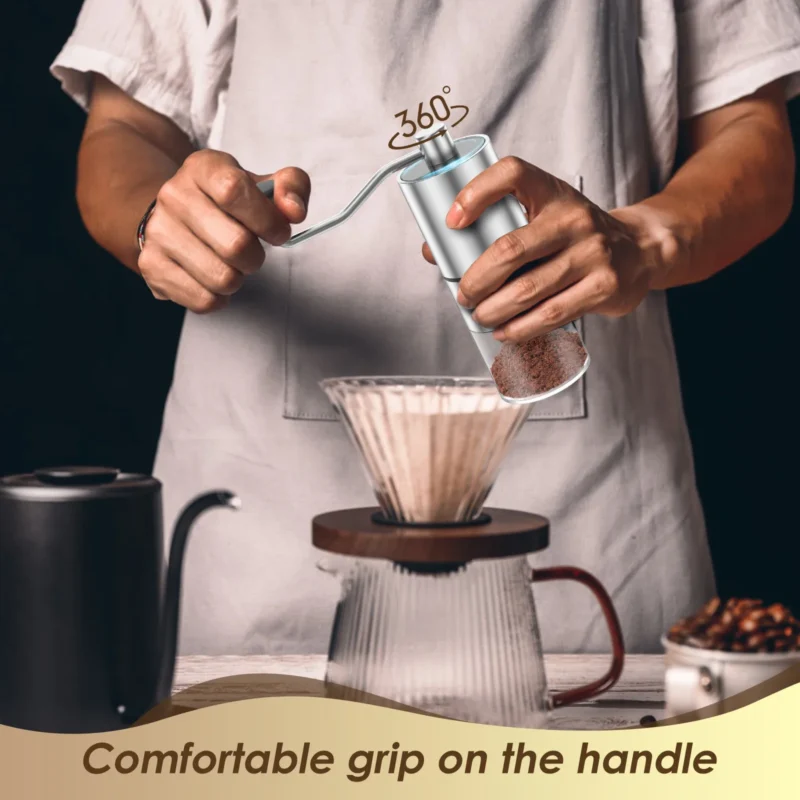 Stainless Steel Conical Burr Manual Coffee Grinder with Adjustable Settings for Espresso to French Press - Image 3