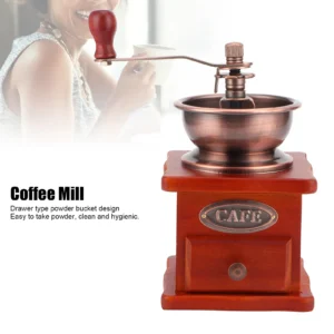 Vintage Hand-Cranked Manual Coffee Grinder with Adjustable Settings for Home Brewing