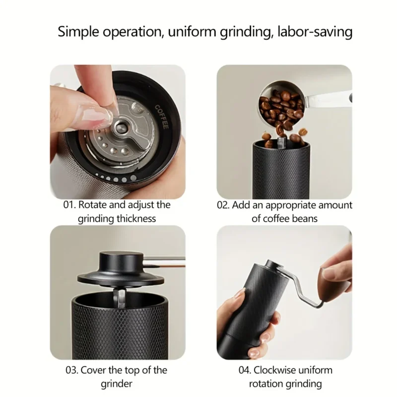 Stainless Steel Burr Manual Coffee Grinder with Digital Adjustment for Precision Brewing - Image 6