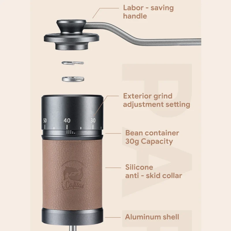 Premium Stainless Steel Manual Coffee Grinder with Adjustable Burr Settings for Pour Over & Espresso - Image 5