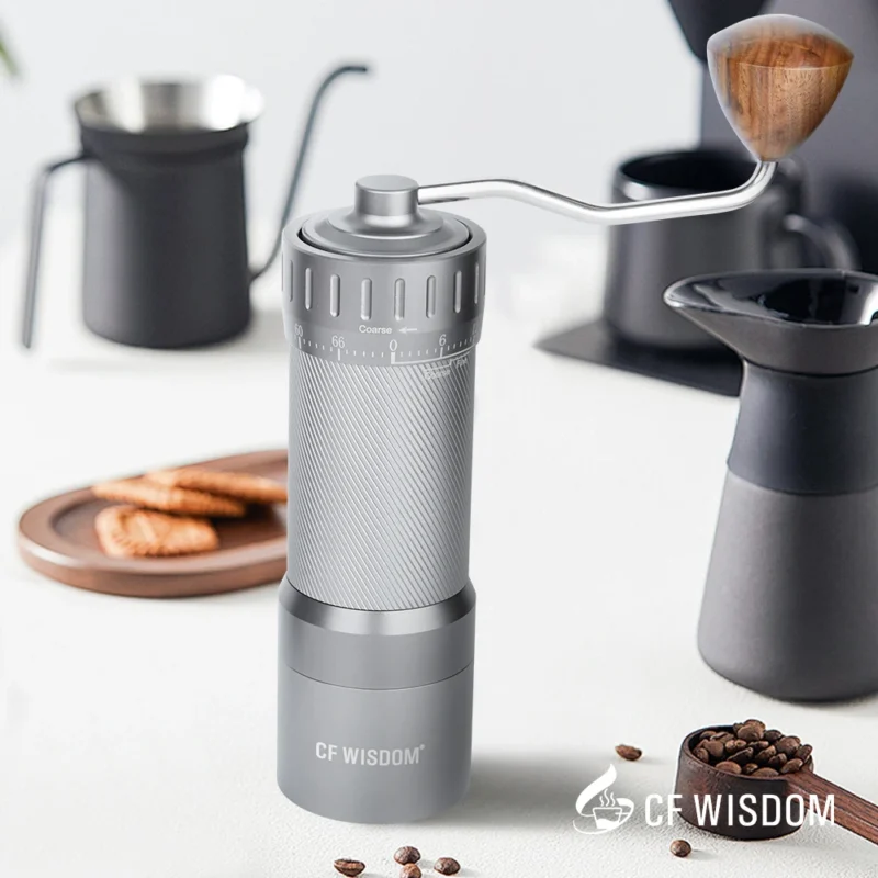 Stainless Steel Six-Star Burr Manual Coffee Grinder with Precision Settings for Espresso - Image 3
