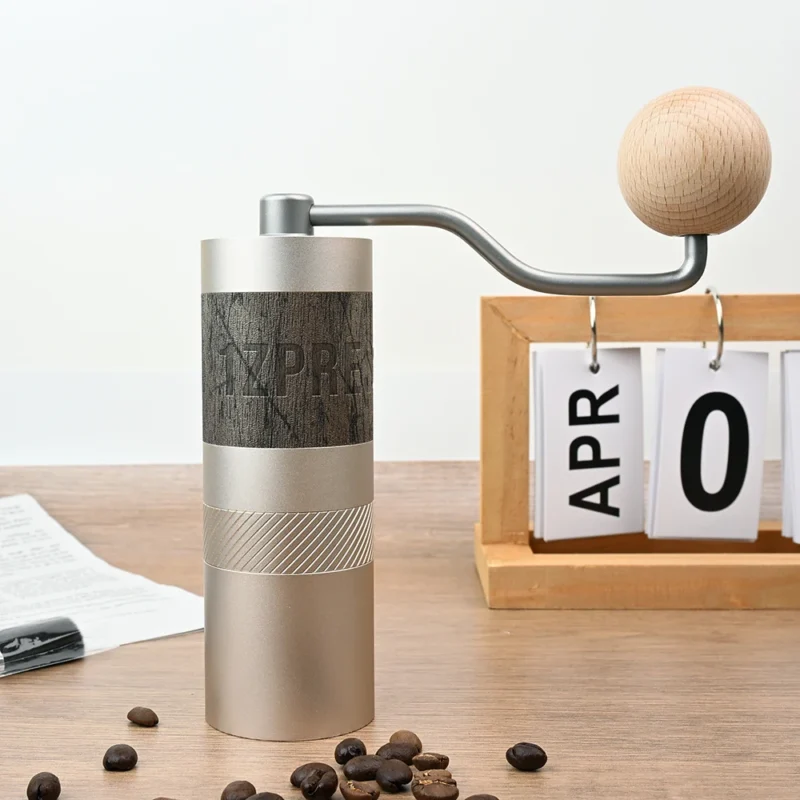 Portable Heptagonal Stainless Steel Burr Manual Coffee Grinder with Precision Adjustment for Pour-Over