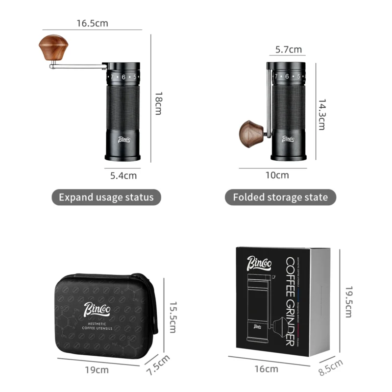 Aluminum Foldable Manual Coffee Grinder with External Adjustment Stainless Steel Burr Mill for Travel - Image 6