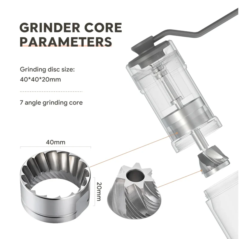Premium Stainless Steel Manual Coffee Grinder with Adjustable Burr Settings for Pour Over & Espresso - Image 2