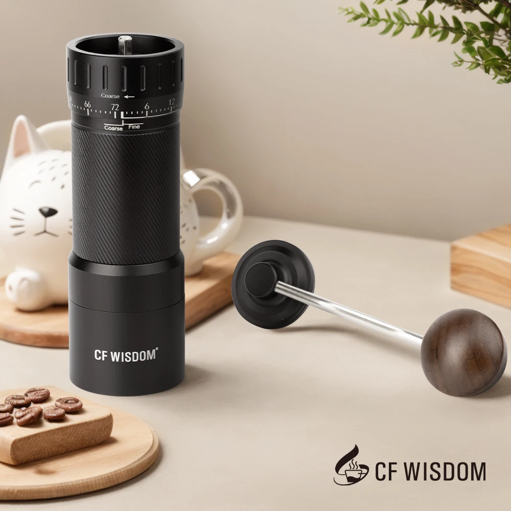 Precision manual coffee grinder with external adjustment mechanism for espresso